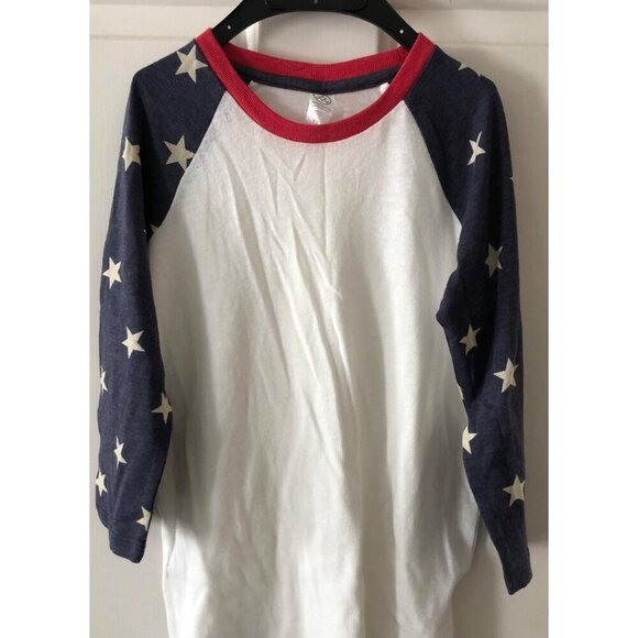 ALTERNATIVE Girls USA Raglan T-Shirt Stars Print Crew Neck Size YS 6-8 - Picture 2 of 7